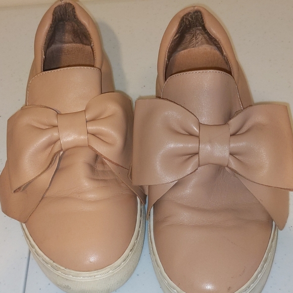 J/Slide Leather Bow  Platform Pink Sneakers - Picture 3 of 8